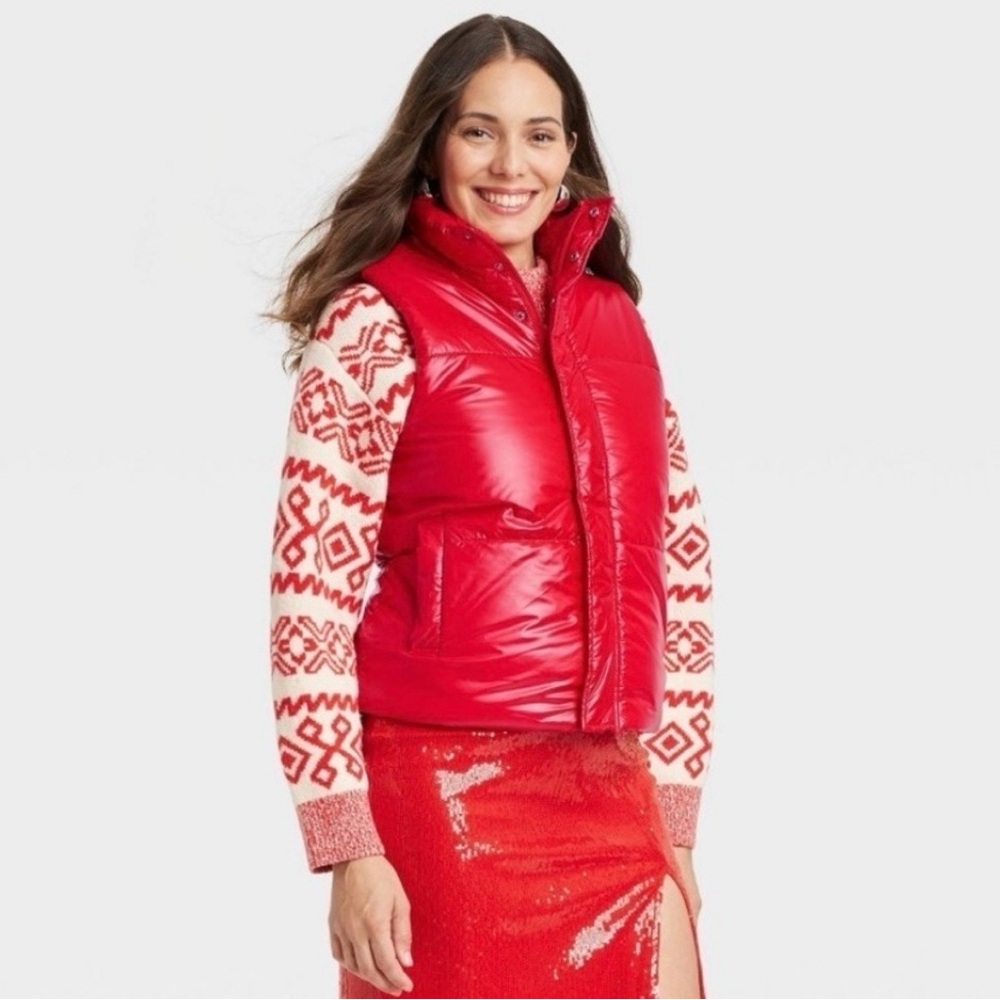 NWT A New Day Bright Red Puffer Vest